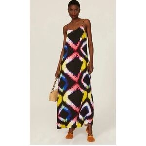BUSAYO COLLECTIVE Tie Dye Diamond Maxi Dress Spaghetti Straps